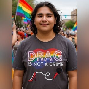 Drag is Not a Crime' Pride LQBTQ+ Unisex Gray T-Shirt- Size Large